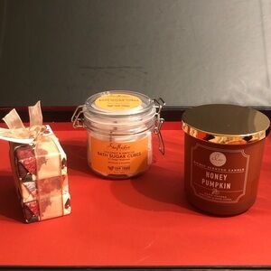 SheaMoisture Bath Sugar Cubes, Alchimia Soap and Honey Pumpkin Candle Set